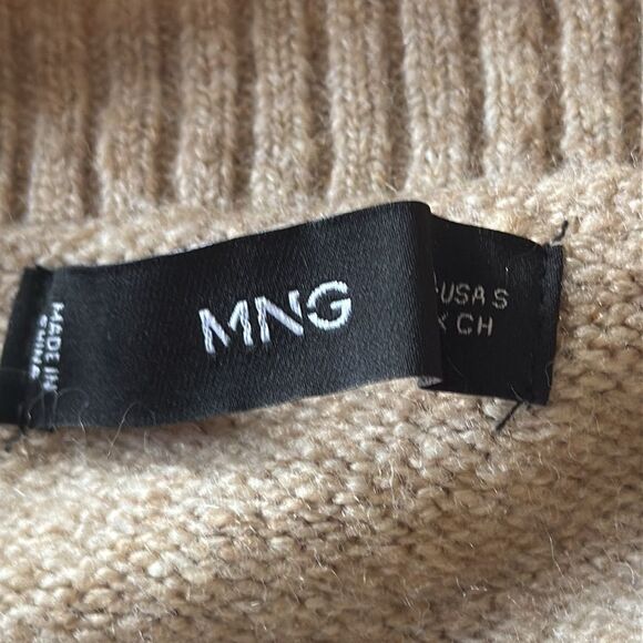 Mango MNG V-Neck‎ Sweater Small Taupe Knit Long Sleeve Casual Pullover - Picture 7 of 8